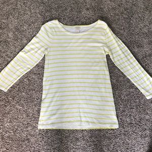 J.Crew white and green/yellow stripe 3/4 sleeve